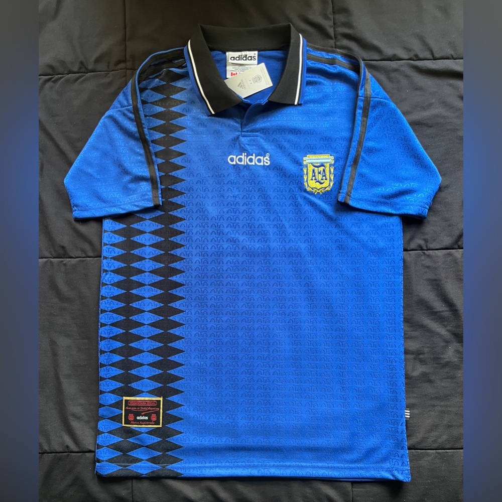 Argentina 1994 Blue Retro Soccer Jersey Away